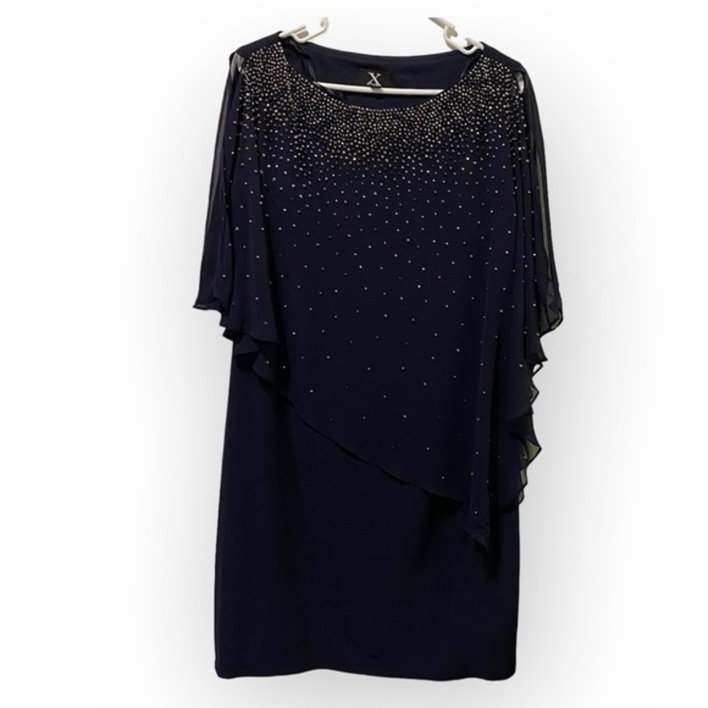X By Xscape Dress Women’s Size 14 Black Sleeveless With Cover Up Whimsigoth - Picture 1 of 15
